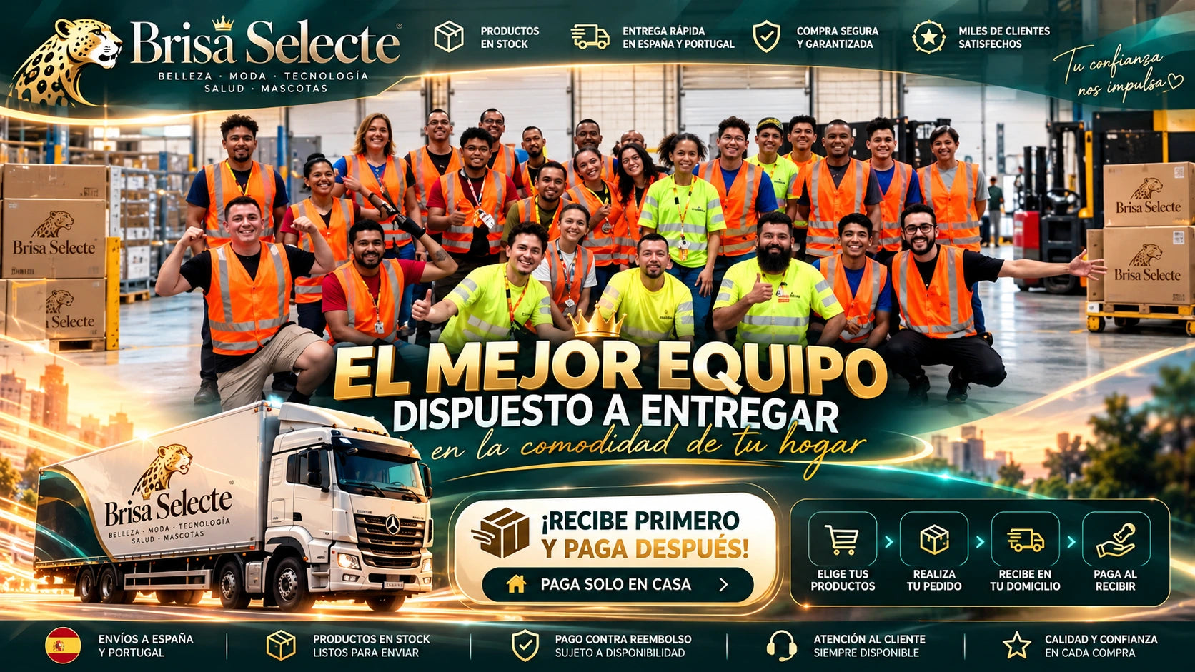 Composición publicitaria ilustrativa de Brisa Selecte sobre compras y entregas